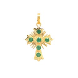 E10937-Anhanger-Kreuz-in-750-Gold-mit-Smaragden
