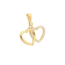 E10950-Anhanger-Doppelherz-585-Gelbgold-mit-Zirkonia-seitlich