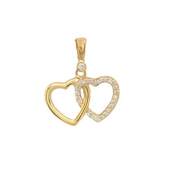 E10950-Anhanger-Doppelherz-585-Gelbgold-mit-Zirkonia-1