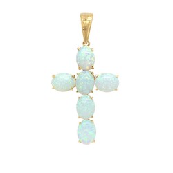 E10952-Anhanger-Kreuz-585-Gelbgold-mit-Opalen-frontal