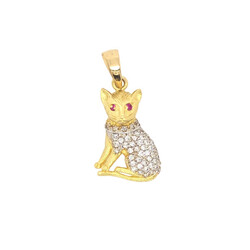 E10955-Anhanger-Katze-585-Gold-mit-Zirkonia