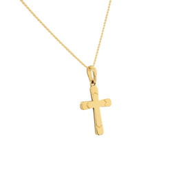 E11091-Anhanger-Kreuz-mit-Kette-585-Gold-seitlich