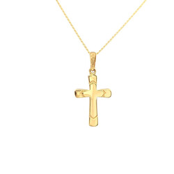 E11091-Anhanger-Kreuz-mit-Kette-585-Gold-frontal