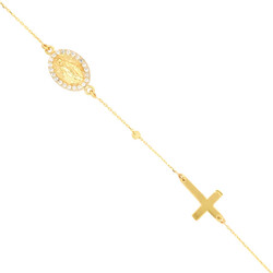 E11540-Armband-Kreuz-und-Mutter-Maria-585-Gelbgold-diagonal