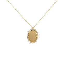E11652_Kette_mit_ovaler_Platte_und_Zirkonia_Anhaenger_585_Gold_frontal