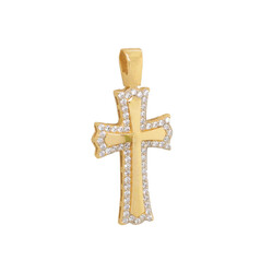 E12493_Kreuz_585_Gelbgold_mit_Zirkonia_seitlich