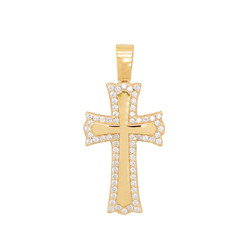 E12493_Kreuz_585_Gelbgold_mit_Zirkonia_frontal