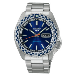 Seiko-5-Sports-Special-Edition-Checker-Flag-Herrenuhr-mit-blauem-Zifferblatt