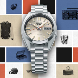 Seiko-5-Sports-Herren-Automatikuhr-silbernes-Zifferblatt